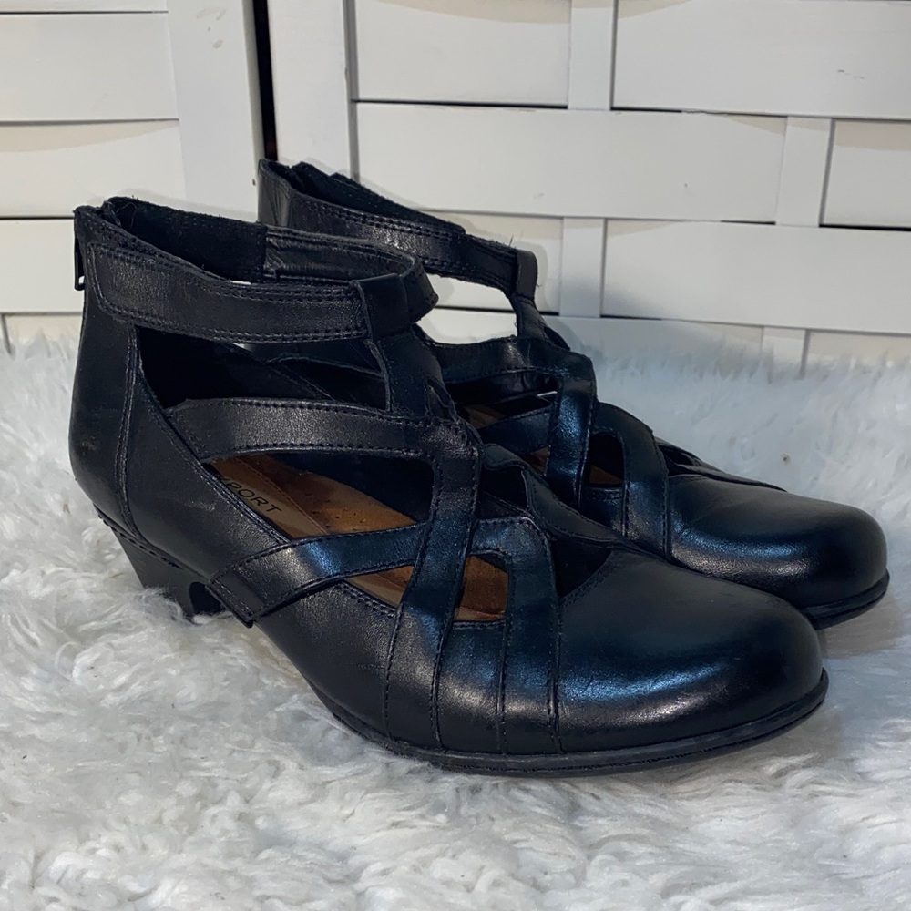 Rockport Cobb Hill Adrina Black Women's Strappy Mary Jane Shoes Size 9